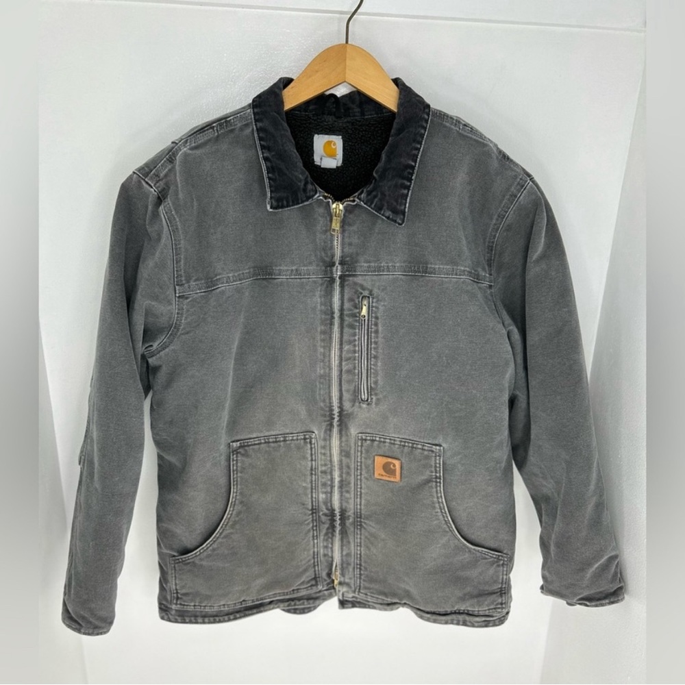Carhartt Sandstone Sherpa Lined Ridge Coat Jacket Mens Size Large Gray Black
